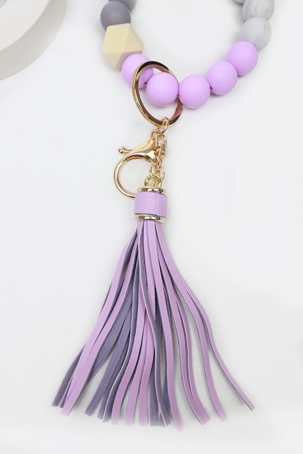 WOOD & BEADS KEY RING BRACELET