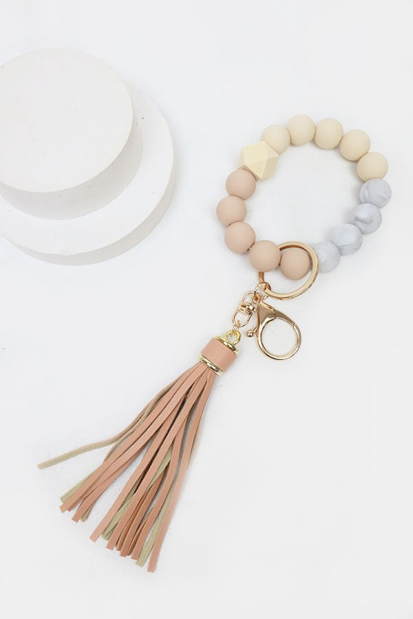 WOOD & BEADS KEY RING BRACELET