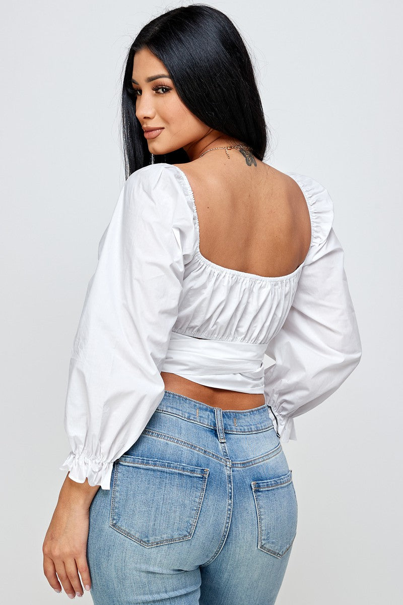 Baby Doll Style Waist Tie Crop Top
