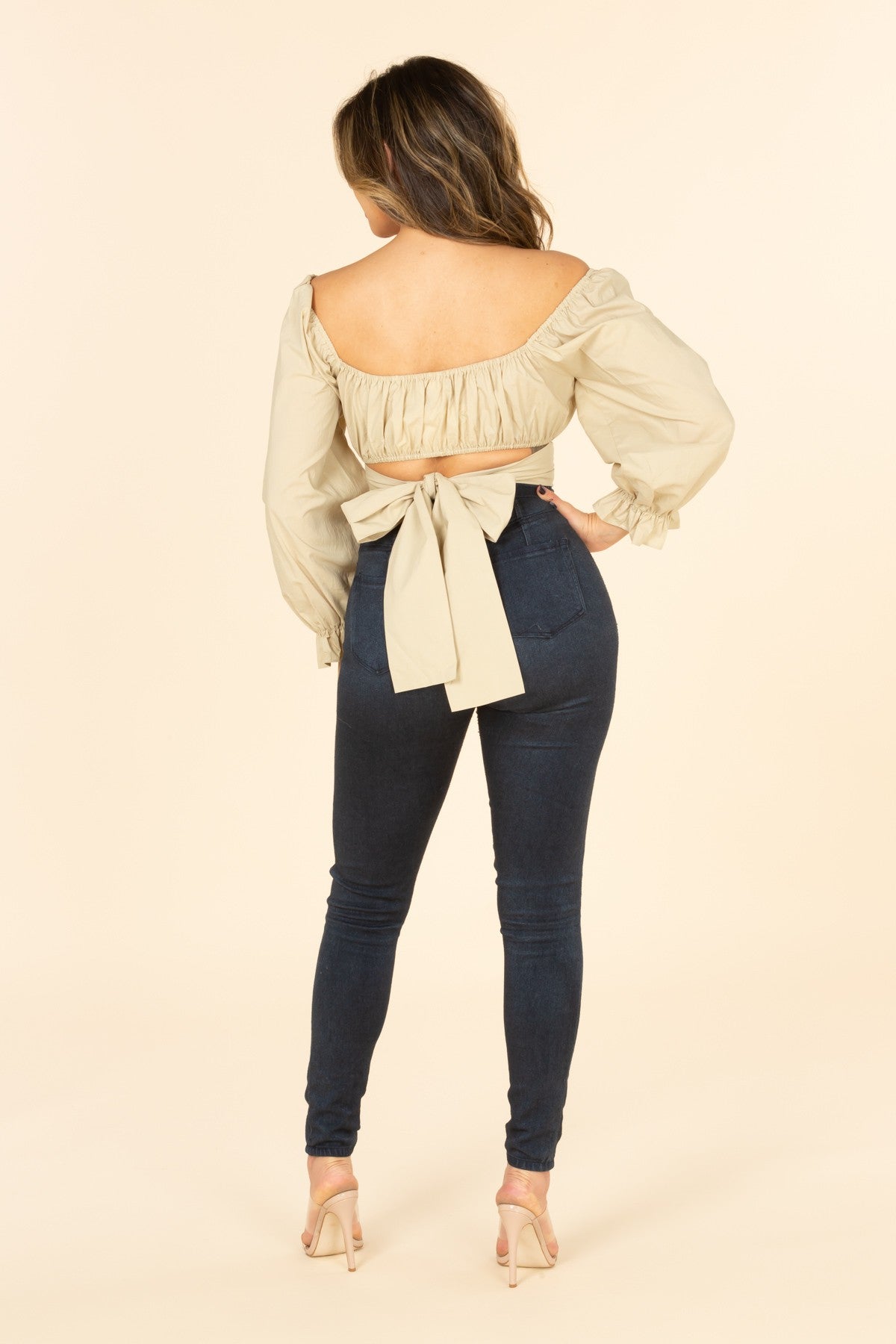 Baby Doll Style Waist Tie Crop Top