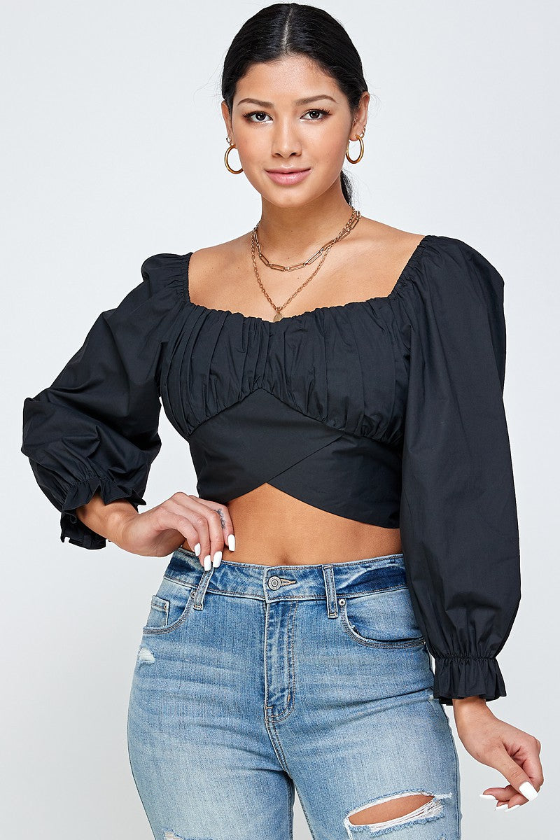 Baby Doll Style Waist Tie Crop Top