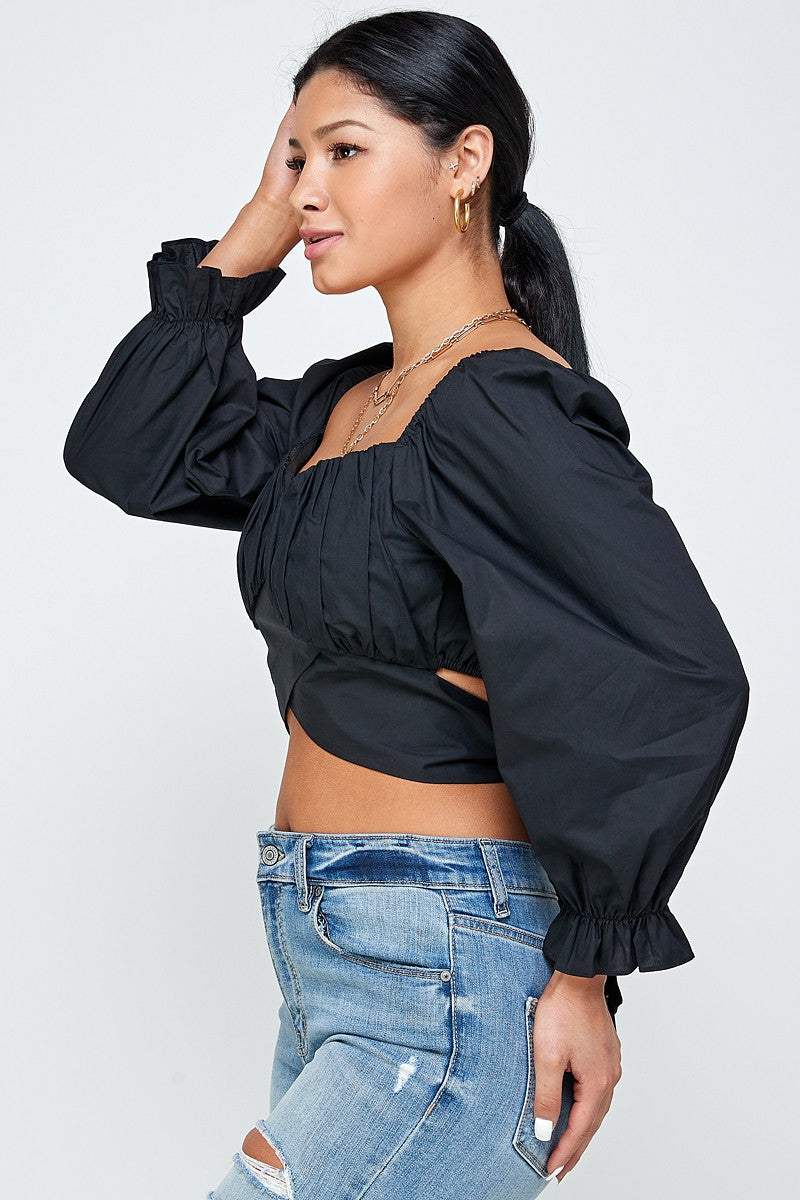 Baby Doll Style Waist Tie Crop Top