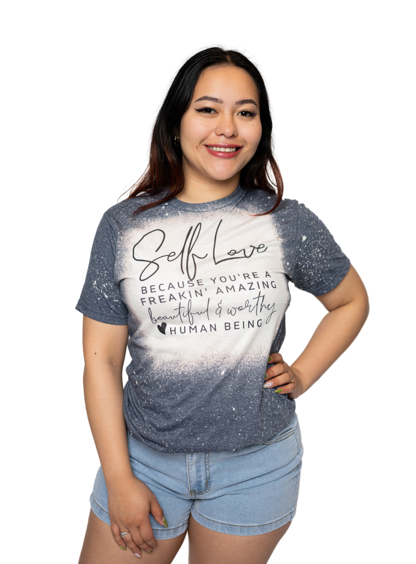 SELF LOVE BLEACHED TEE NAVY