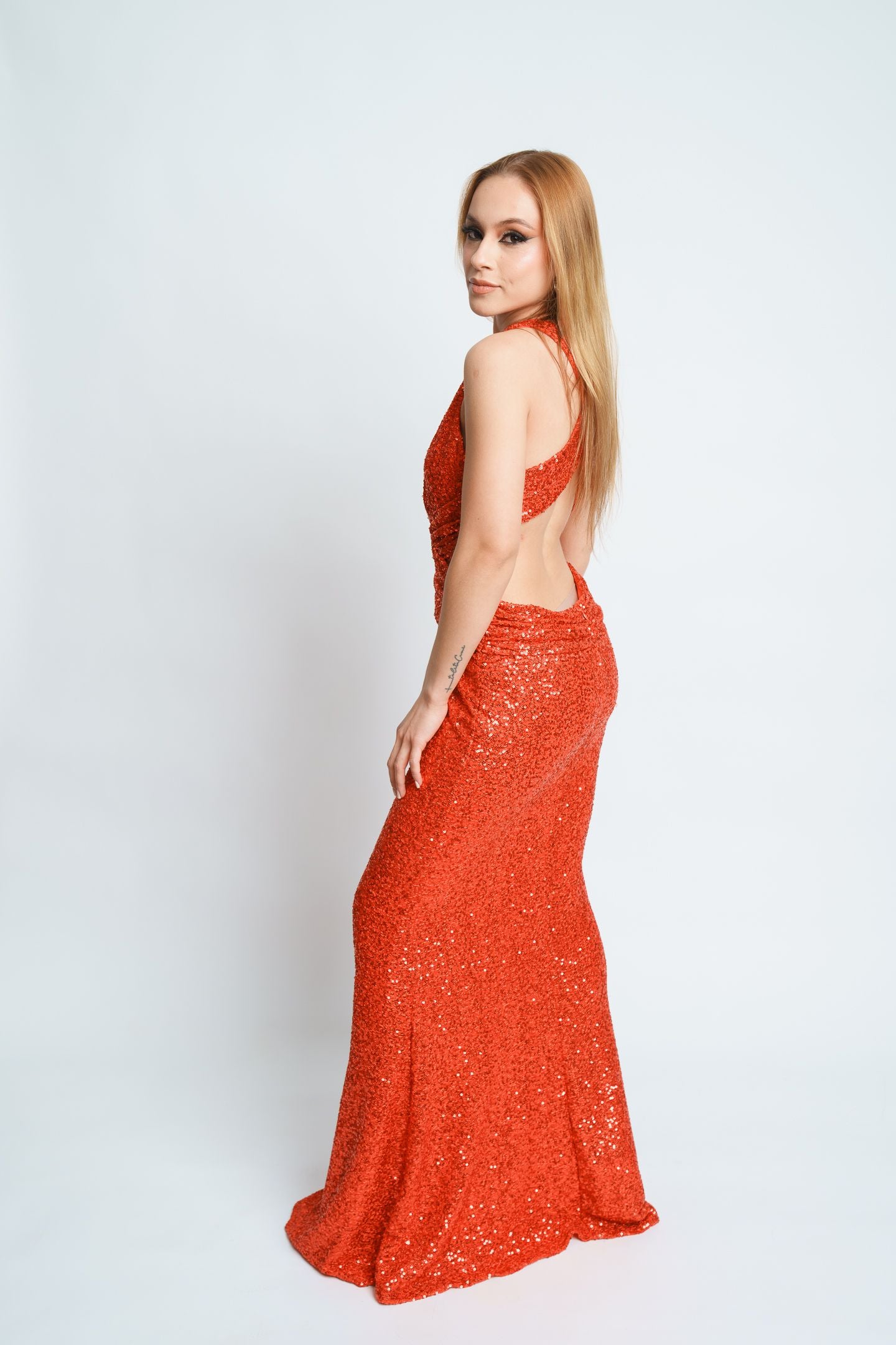 2 TONE CROSSOVER MAXI DRESS
