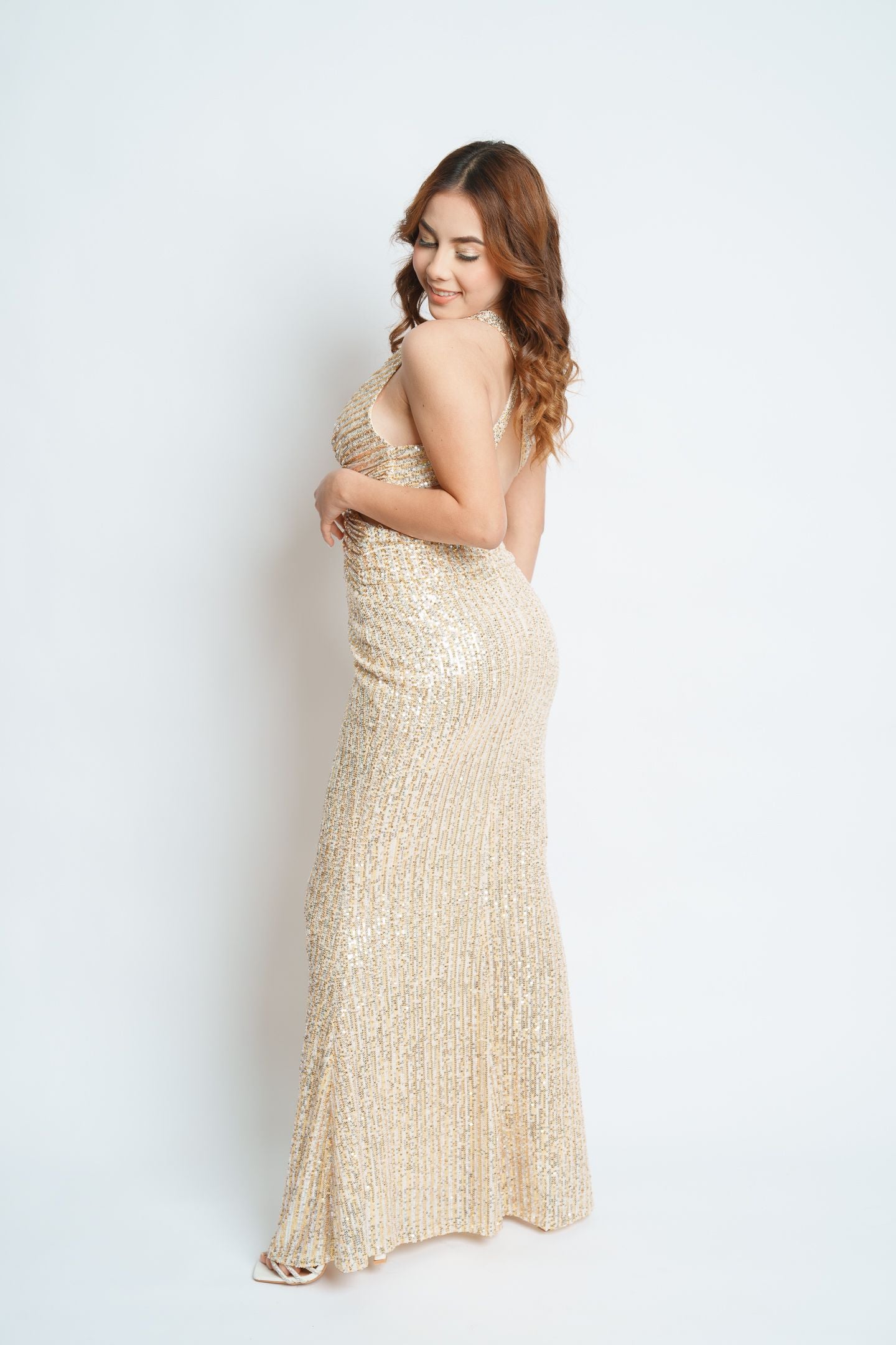 2 TONE CROSSOVER MAXI DRESS
