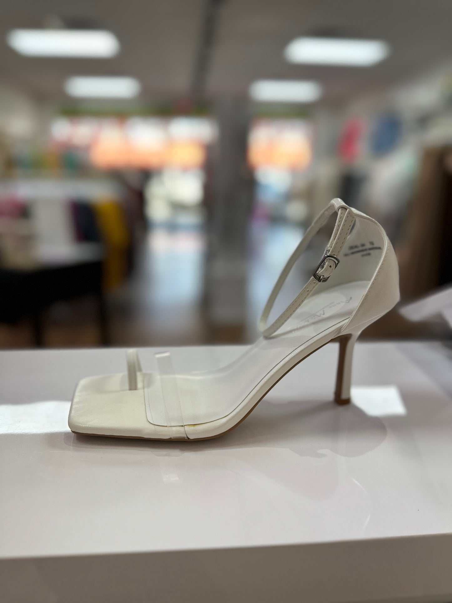 White open toe high heels