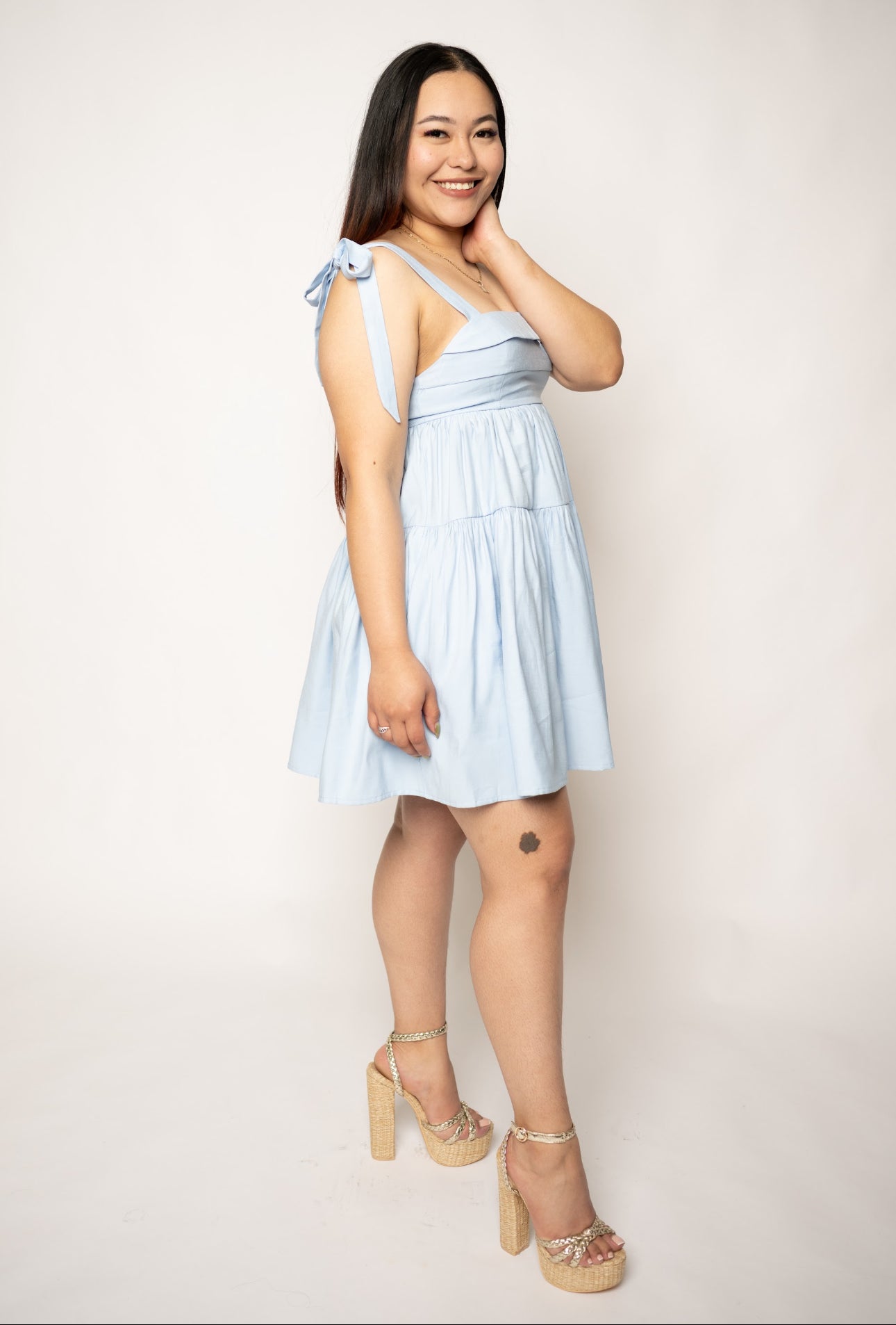OPEN BACK DETAIL BOW DRESS
