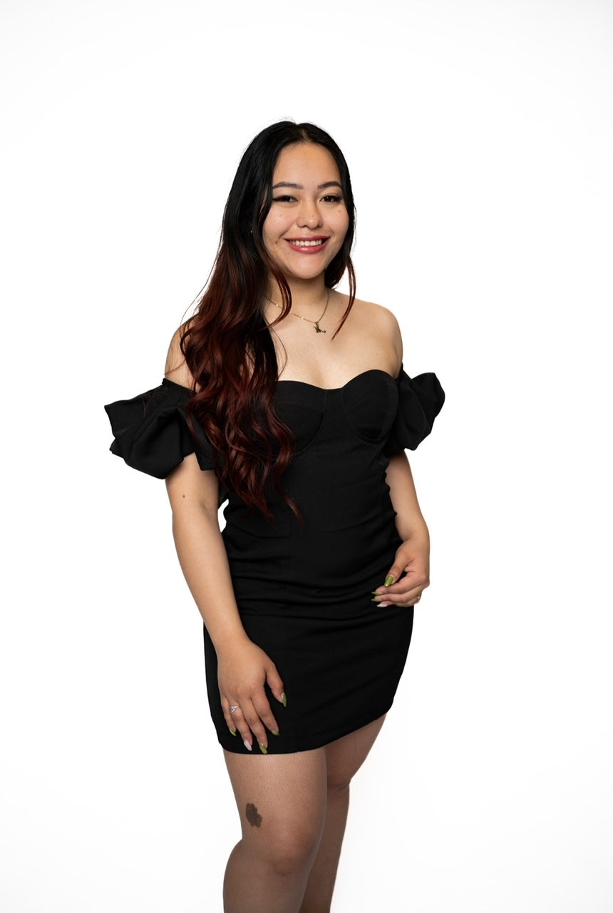 BALLOON SLEEVES COCKTAIL DRESS