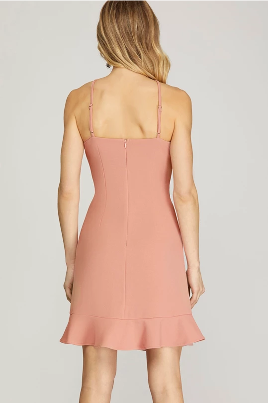MINI DRESS WITH FRONT FLORAL DETAIL