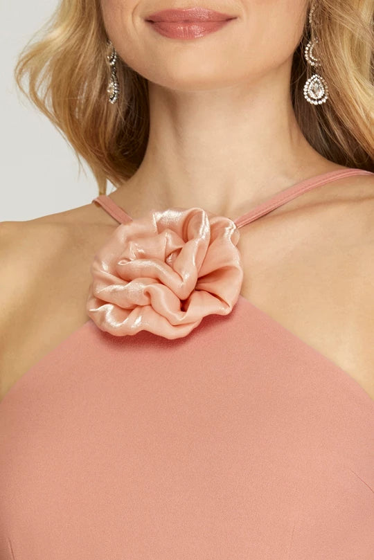 MINI DRESS WITH FRONT FLORAL DETAIL