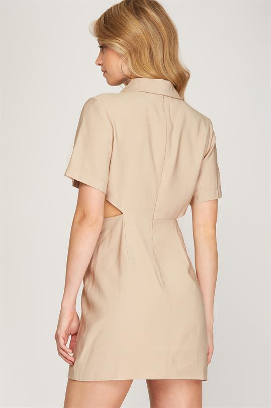 CUT OT SHORT SLEEVE BLAZER DRESS