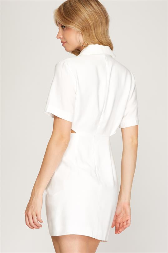 CUT OT SHORT SLEEVE BLAZER DRESS