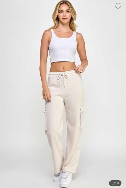 FLEECE CARGO POCKET STRAIGHT LEG JOGGER