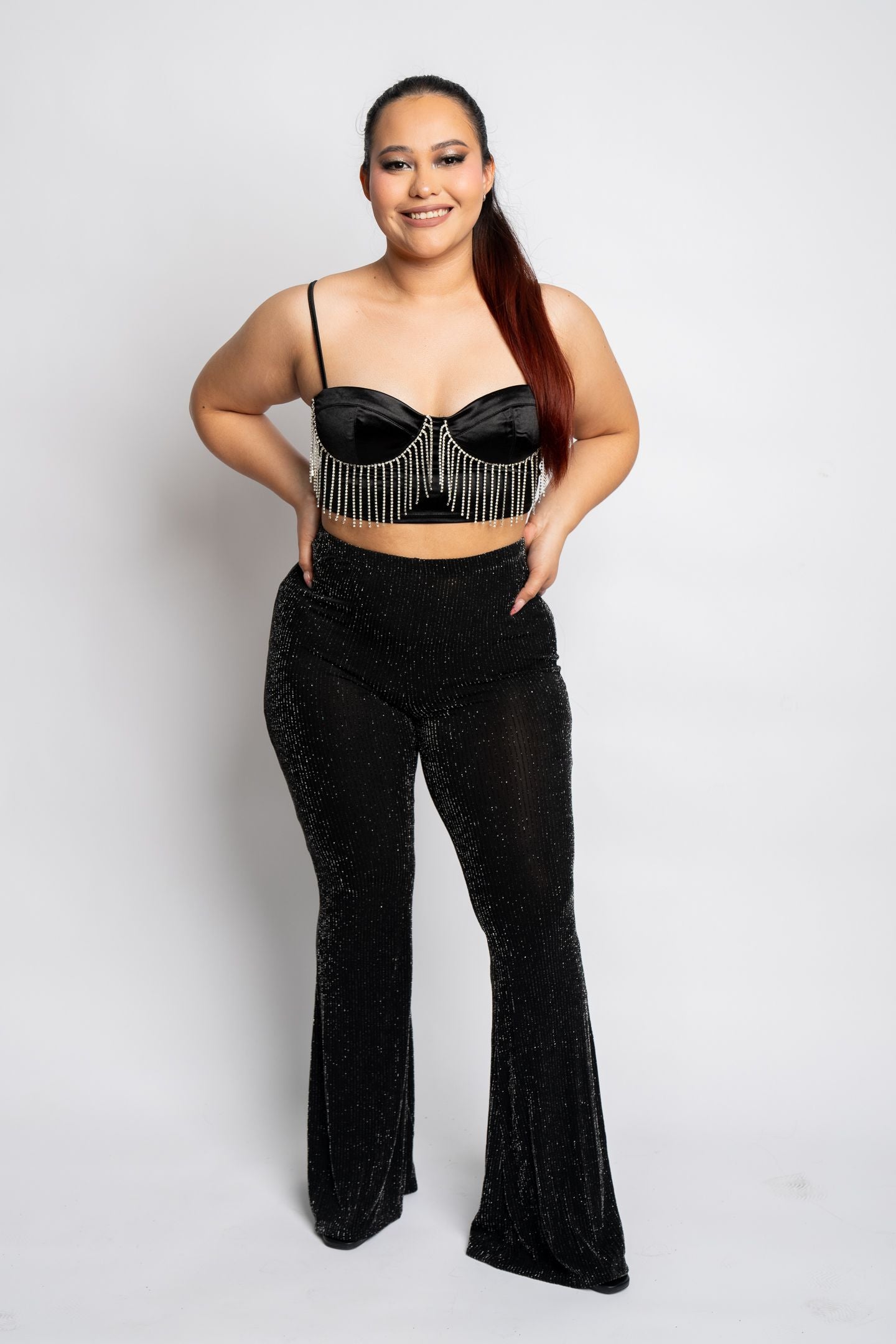 CORSET TOP WITH RHINESTONE STRING DETAIL