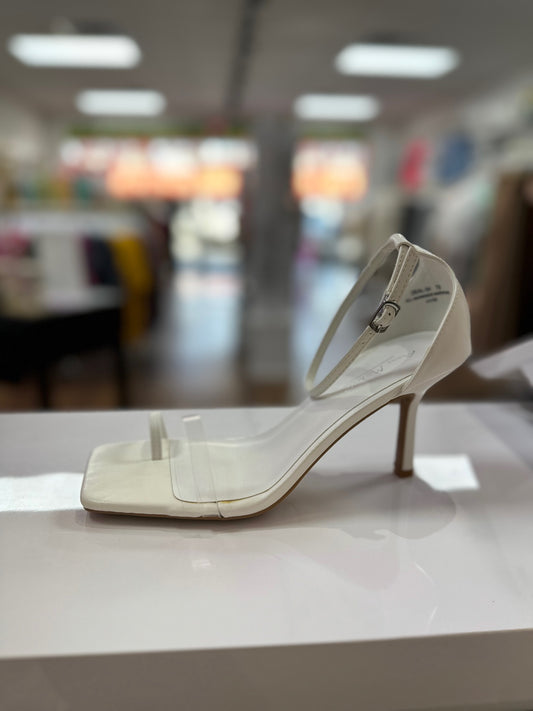 White open toe high heels