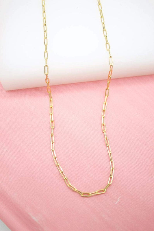 18K GOLD FILLED 3MM PAPERCLIP CHAIN NECKLACE 16"