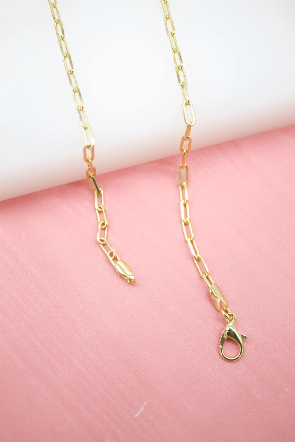 18K GOLD FILLED 3MM PAPERCLIP CHAIN NECKLACE 16"